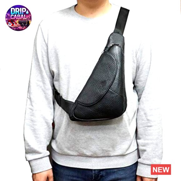 Genuine Leather Crossbody Sling Backpack Daypack Adjustable Strap